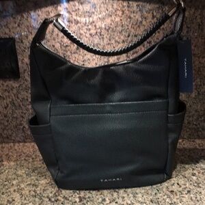 Tahari large black hobo pocketbook